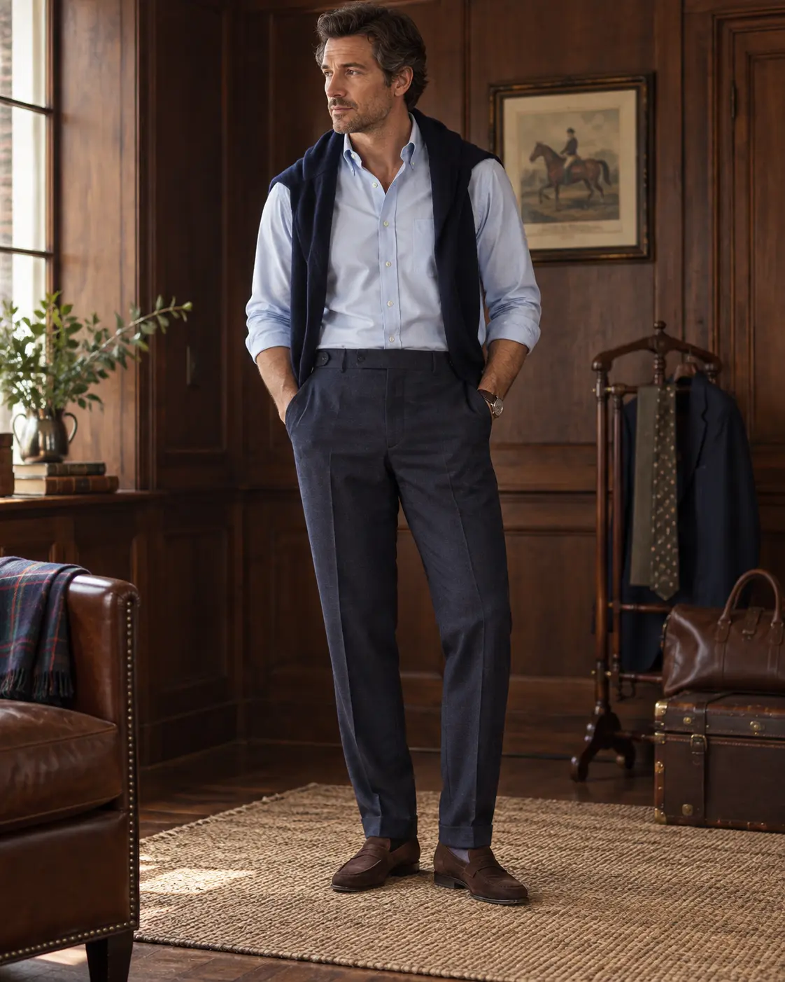 Tailored trousers in four-season wool
