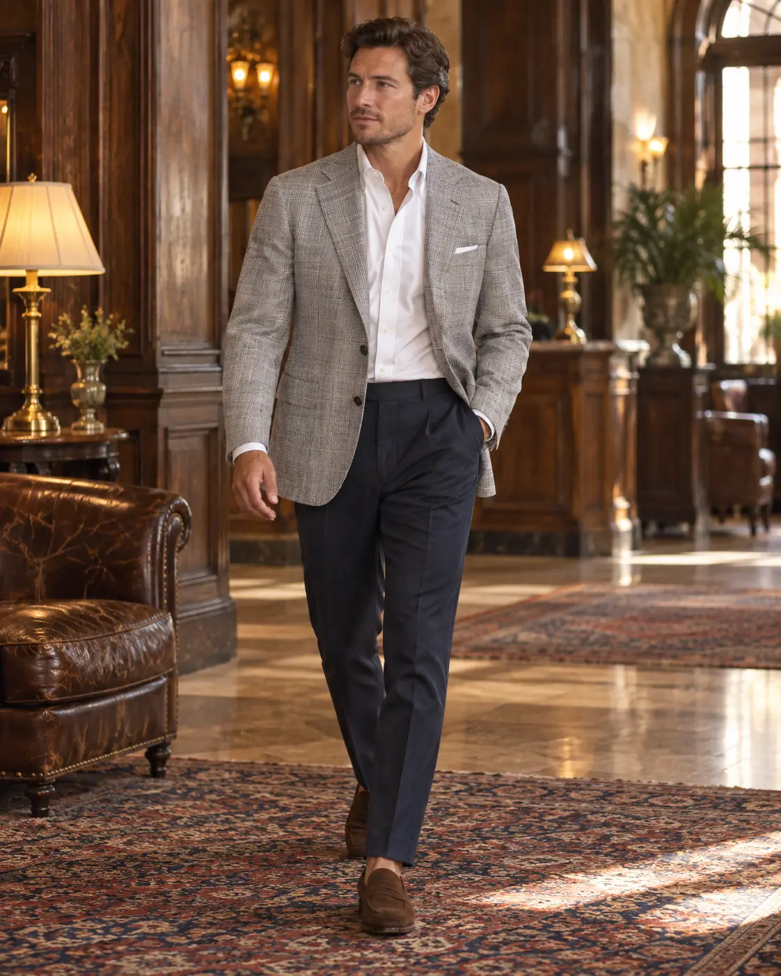 Light checked sport coat in New Empire merino wool